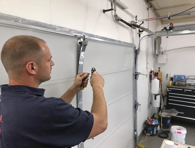 Before and after garage door dent repair by Bonita Springs Garage Door Repair in Bonita Springs