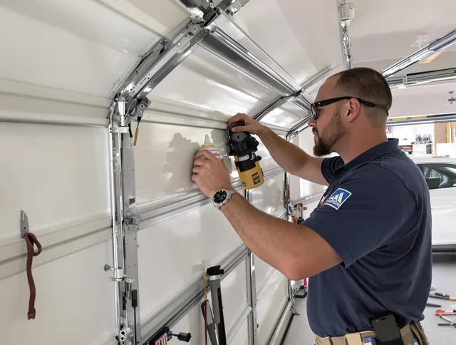 Bonita Springs Garage Door Repair technician quieting a noisy garage door in Bonita Springs