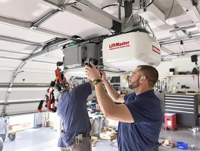 Bonita Springs Garage Door Repair technician performing advanced diagnostics on garage opener in Bonita Springs