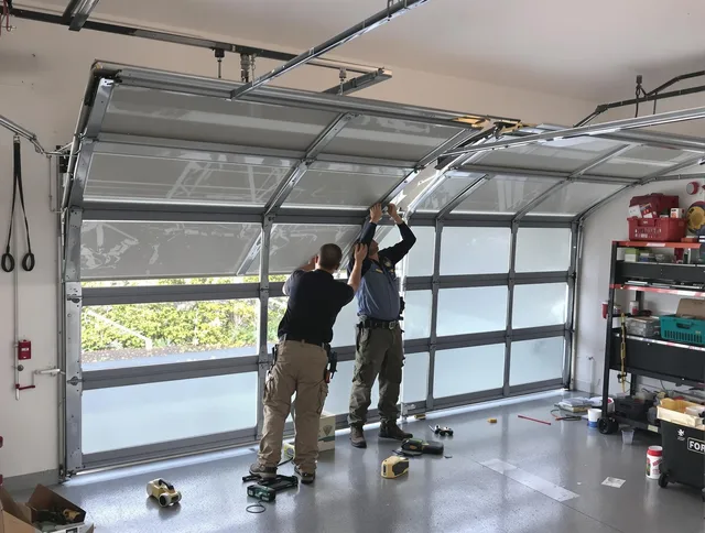 Bonita Springs Garage Door Repair expert performing precise panel replacement on Bonita Springs garage door